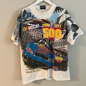 Vintage 2001 Y2K Nascar Racing Test Print Bristol Speedway Tee Shirt Size Medium